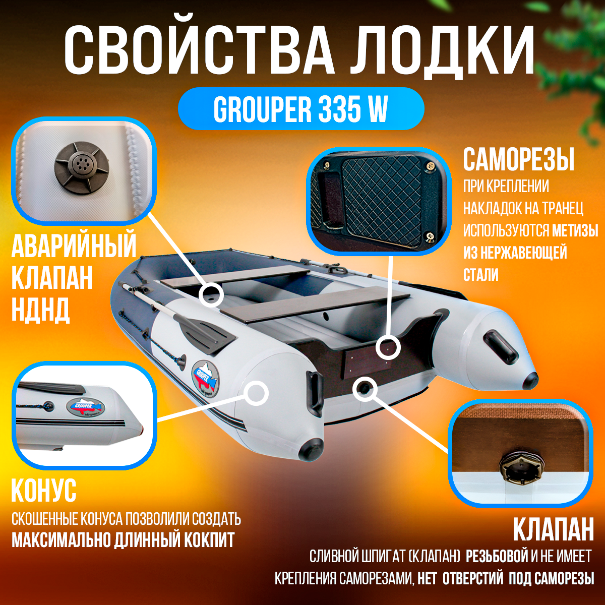 Купить Надувная лодка НДНД GROUPER 335W