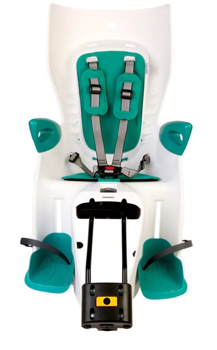 Купить Детское велокресло BELLELLI Summer B-Fix RELAX на подседельный штырь, изм. угла накл., белое с бирюз.