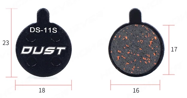Купить Тормозные колодки DUST DS-11S для тормозов APSE/ZOOM/ARTEK FOR APOLLO/SHOCKWAVE/ X-RATED
